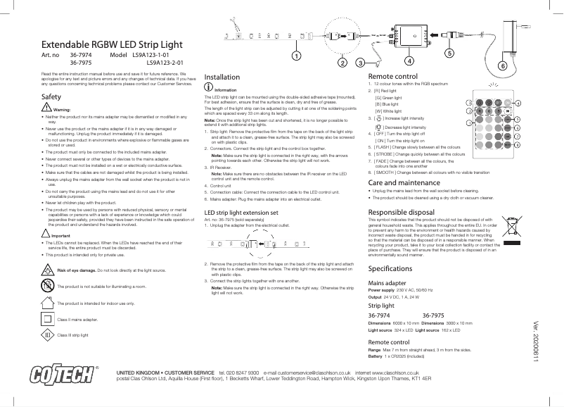 Page 1 de la notice Manuel utilisateur Cotech LS9A123-2-01