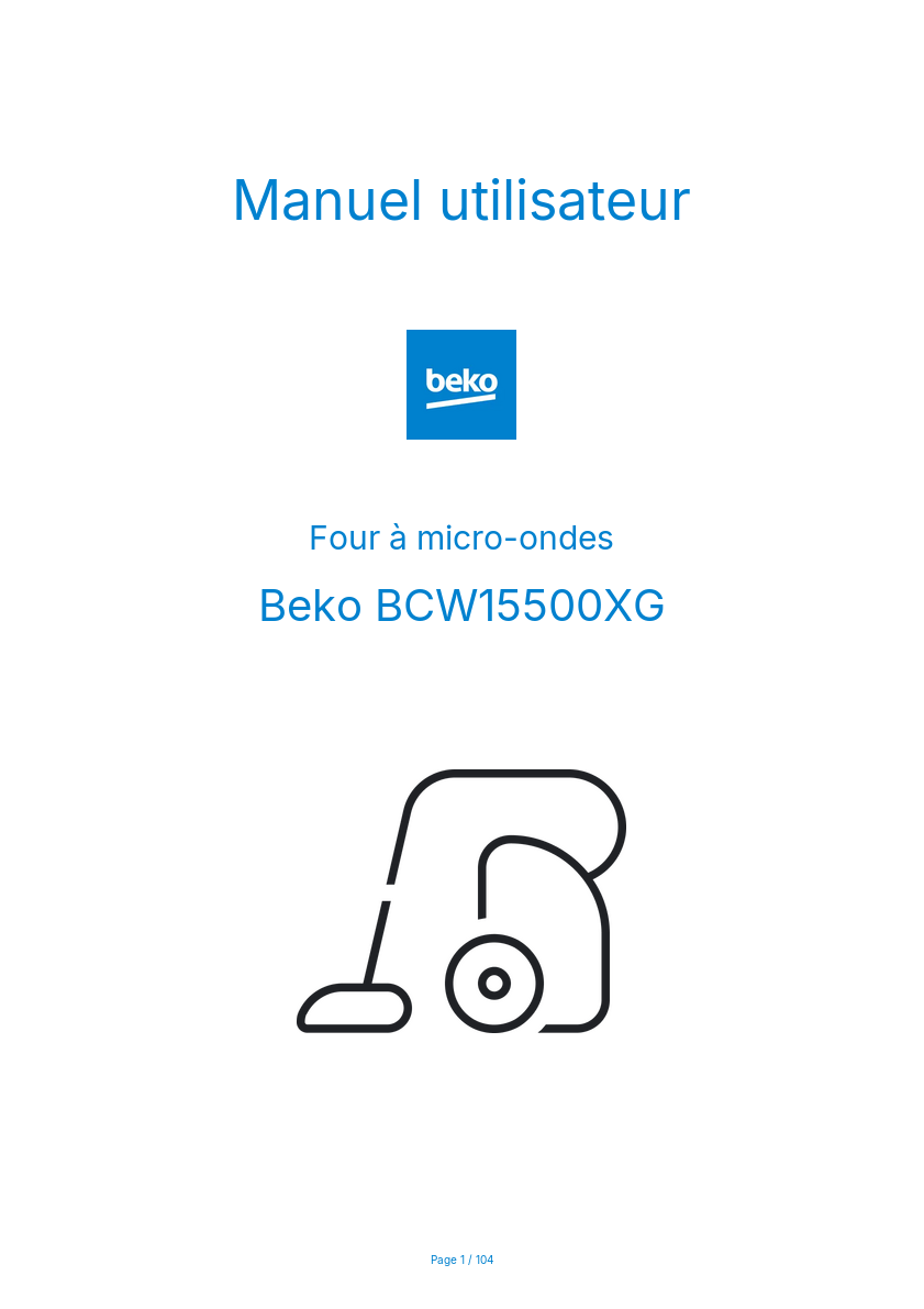Image de la première page du manuel de l'appareil BCW15500XG