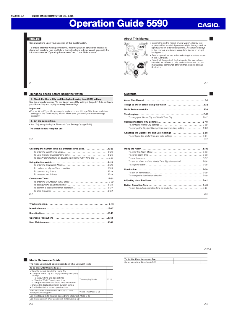 Page 1 de la notice Manuel utilisateur Casio G-Shock GA-2000-2AER