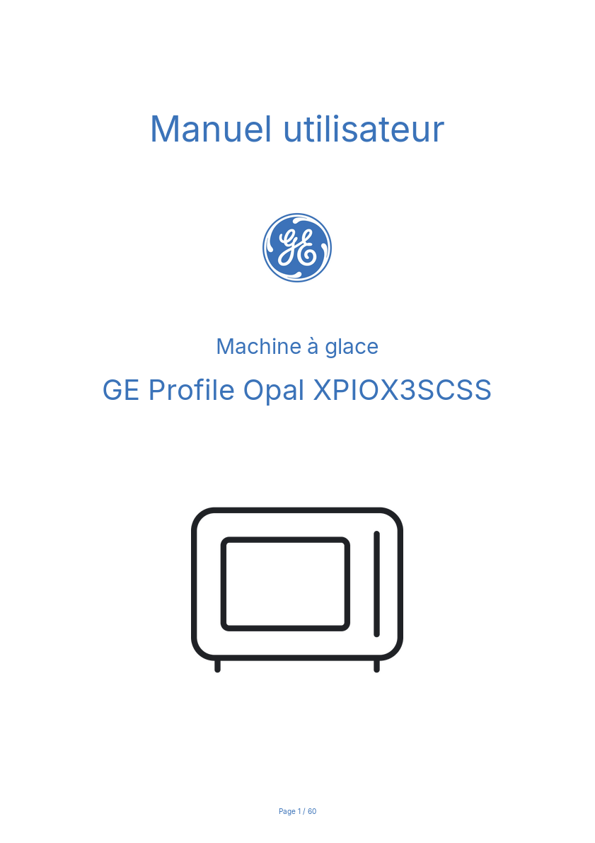 Image de la première page du manuel de l'appareil Profile Opal XPIOX3SCSS