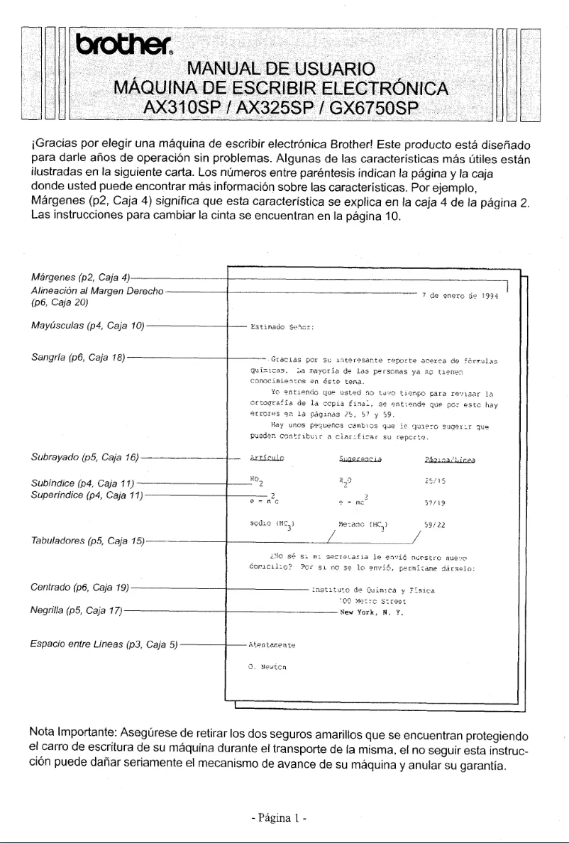 Page 1 de la notice Manuel utilisateur Brother GX6750SP