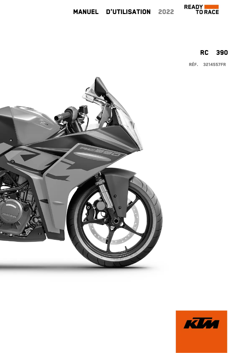 Page 1 de la notice Manuel utilisateur KTM RC 390 (2022)