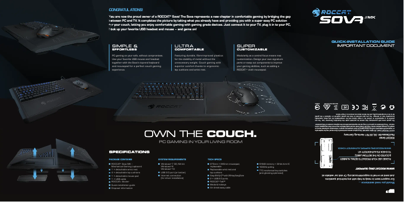 Página 1 del manual Manual de usuario Roccat Sova