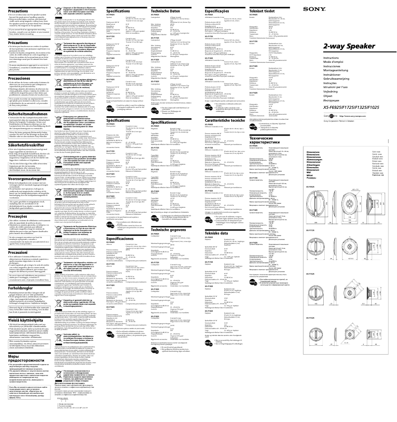 Page 1 de la notice Manuel utilisateur Sony XS-F6925