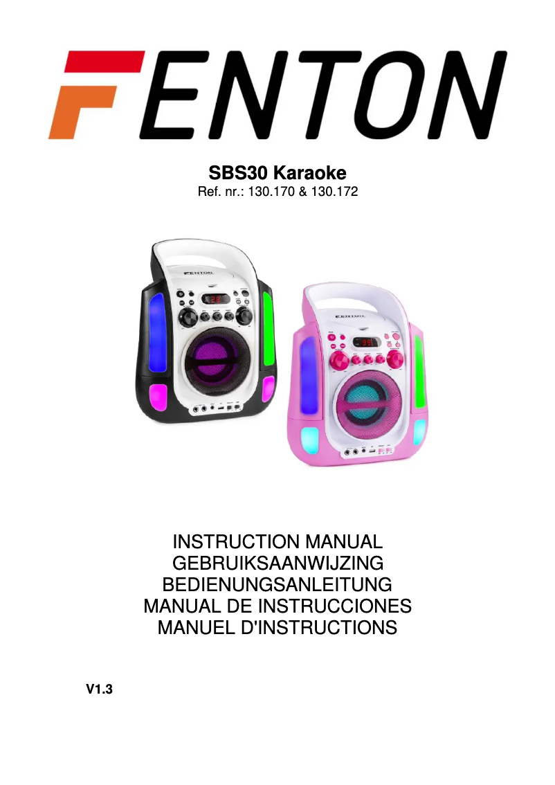 Page n°1 - Manuel utilisateur Fenton SBS30W