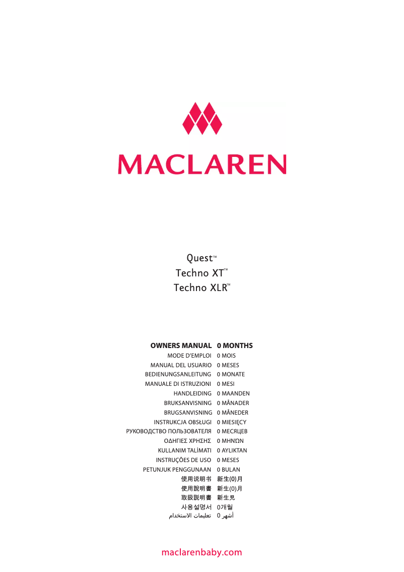 Page n°1 - Manuel utilisateur Maclaren Techno XT