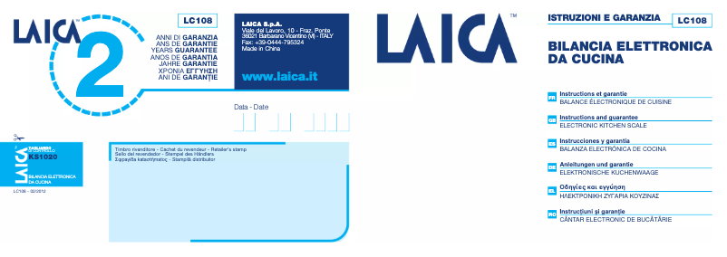 Page 1 de la notice Manuel utilisateur Laica LC108