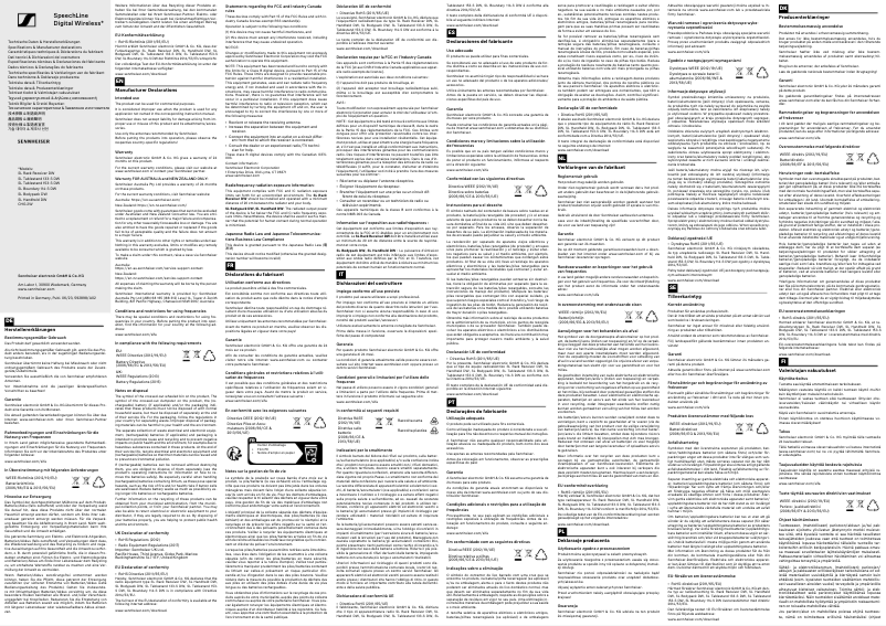 Page n°1 - Instructions de sécurité Sennheiser TeamConnect Wireless