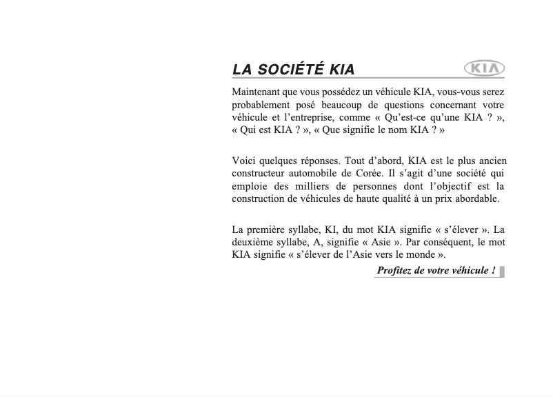 Image de la première page du manuel de l'appareil Picanto (2011)
