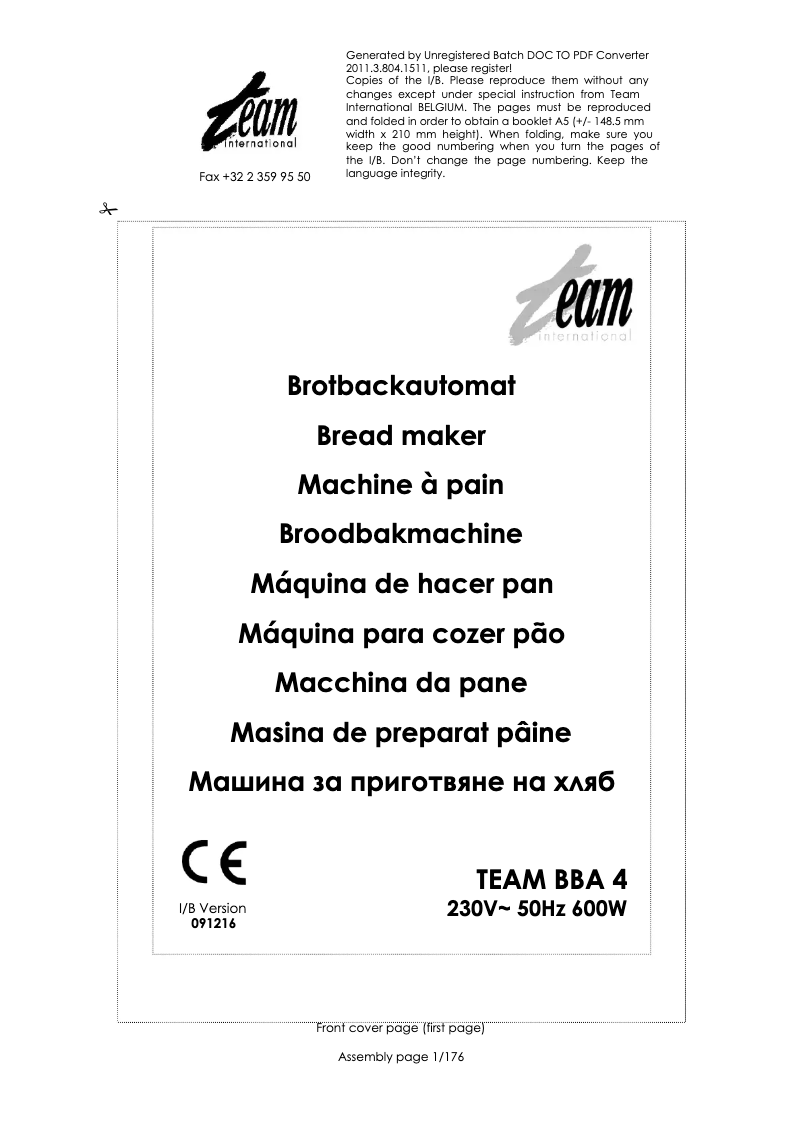 Page n°1 - Manuel utilisateur Team BBA 4