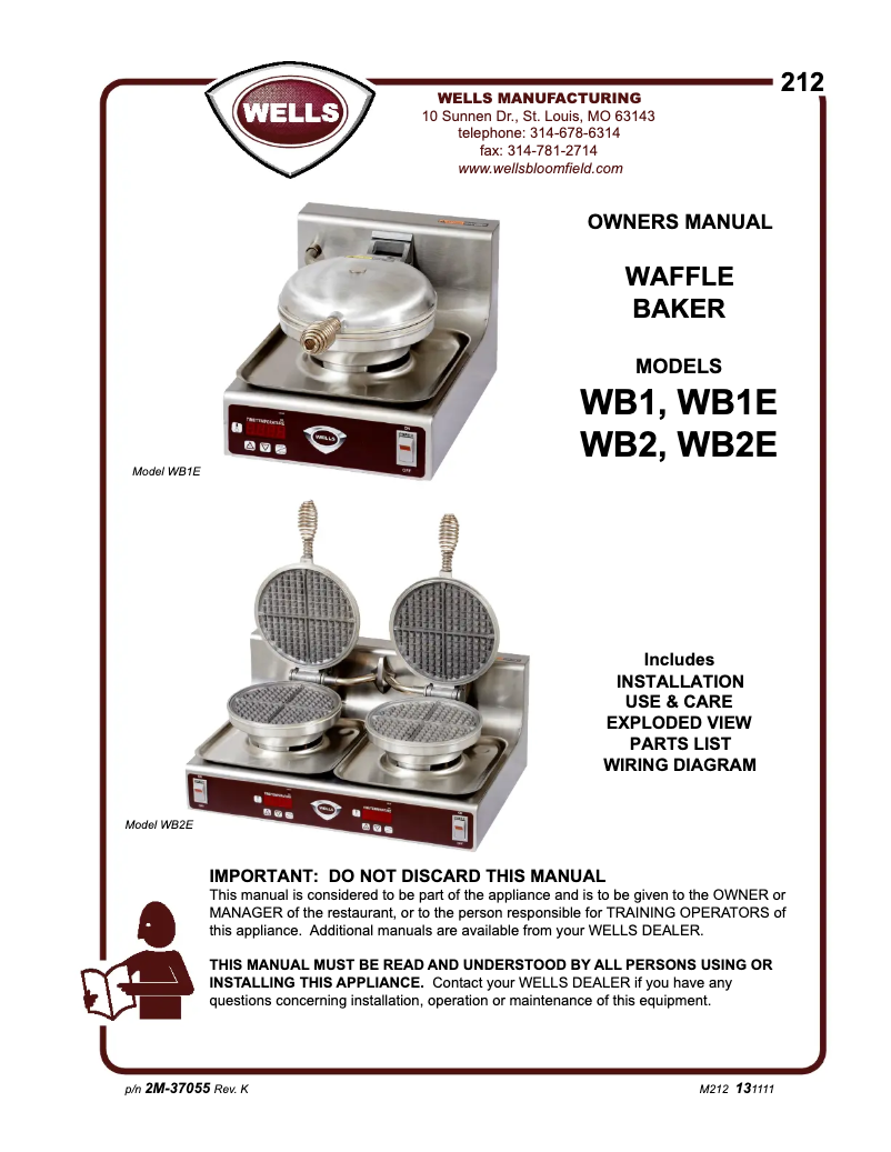 Page 1 de la notice Manuel utilisateur Wells WB1E