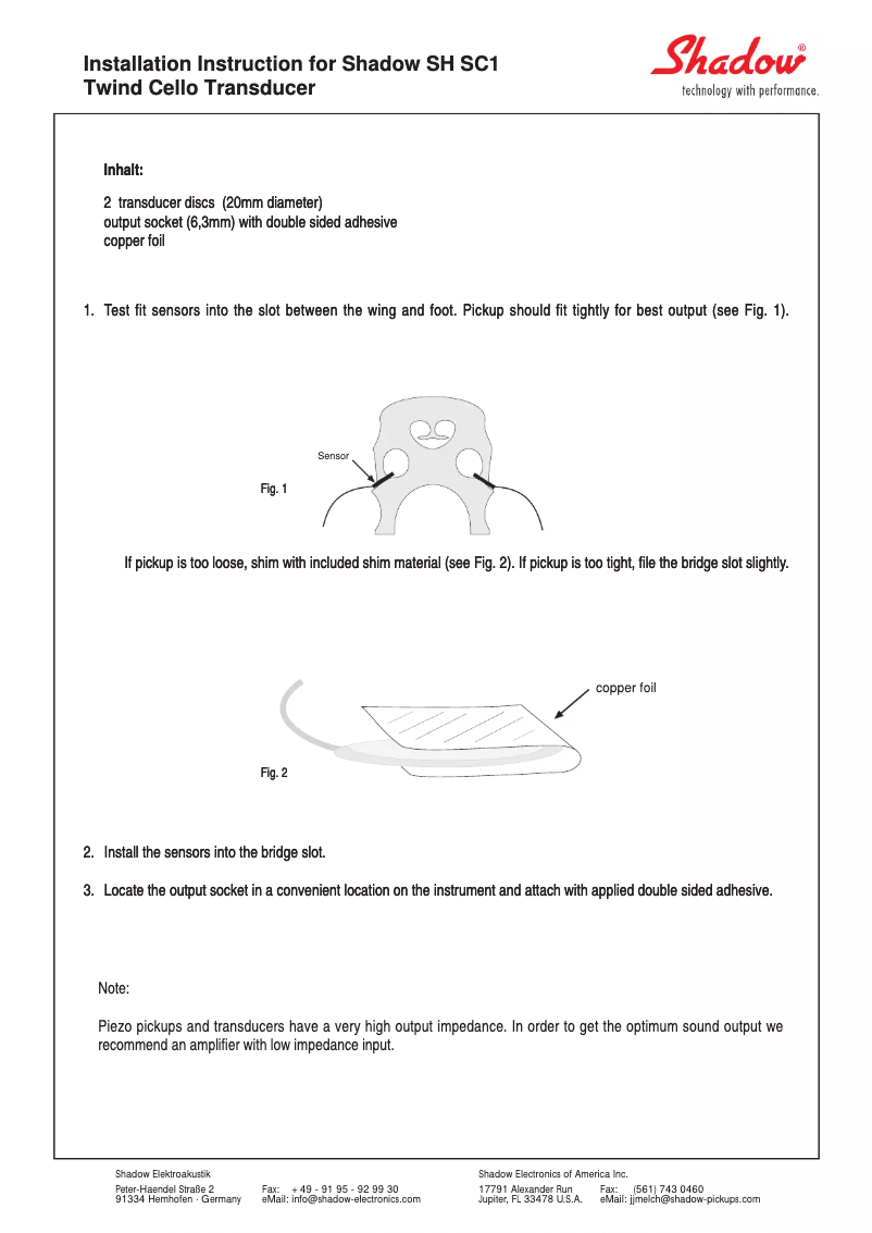 Page 1 de la notice Manuel utilisateur Shadow SH-SC1