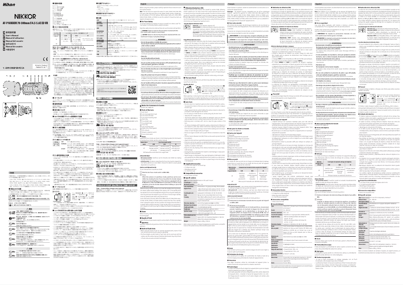 Page 1 de la notice Manuel utilisateur Nikon AF-P NIKKOR 70-300mm f/4.5-5.6E ED VR