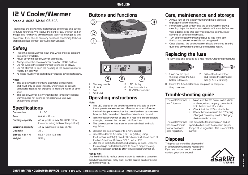 Page n°1 - Manuel utilisateur Asaklitt CB-32A