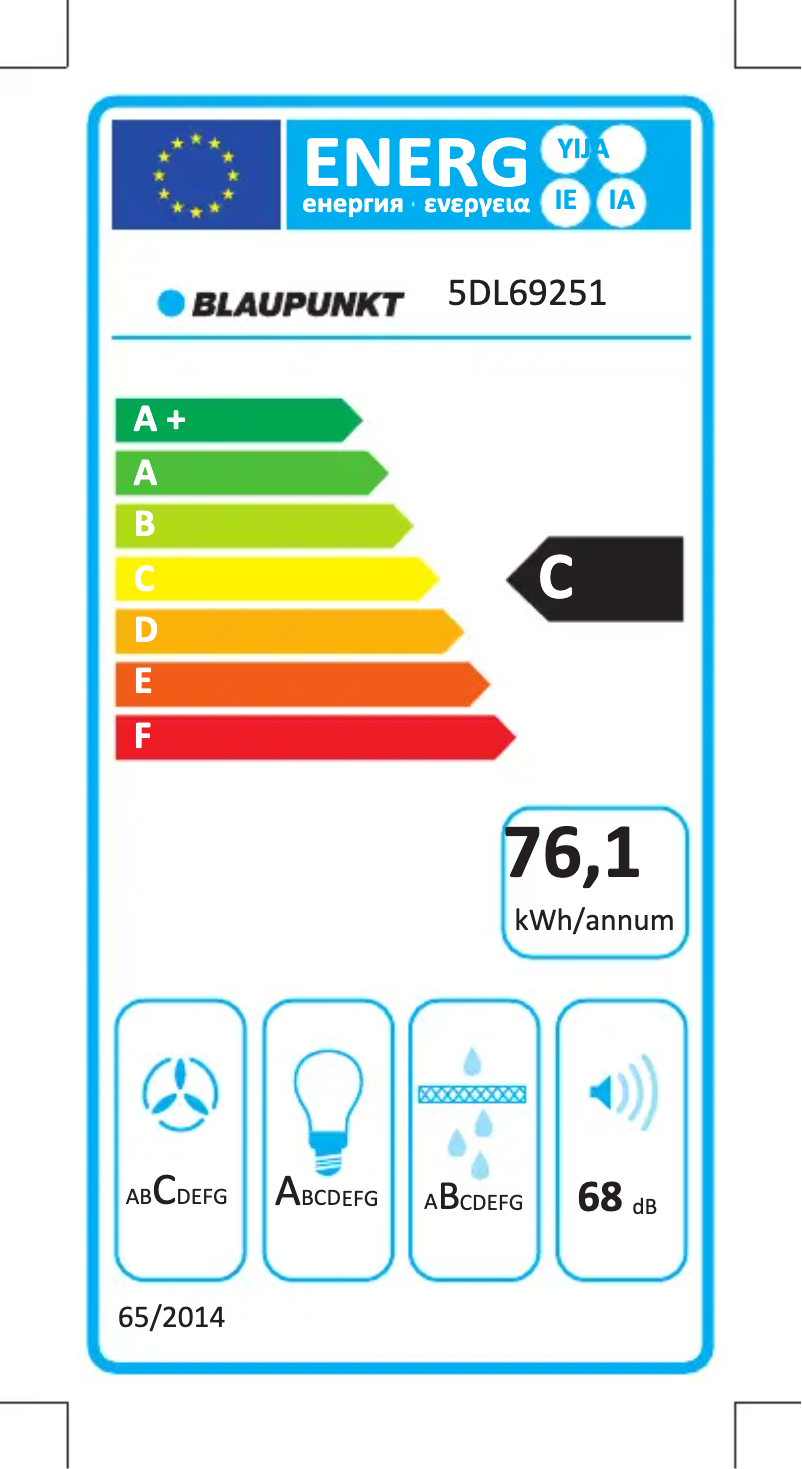 Page n°1 - Label énergétique Blaupunkt 5DL69251
