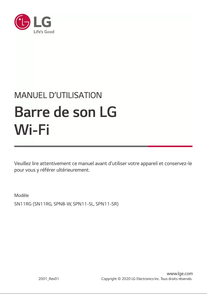 Image de la première page du manuel de l'appareil SN11RG