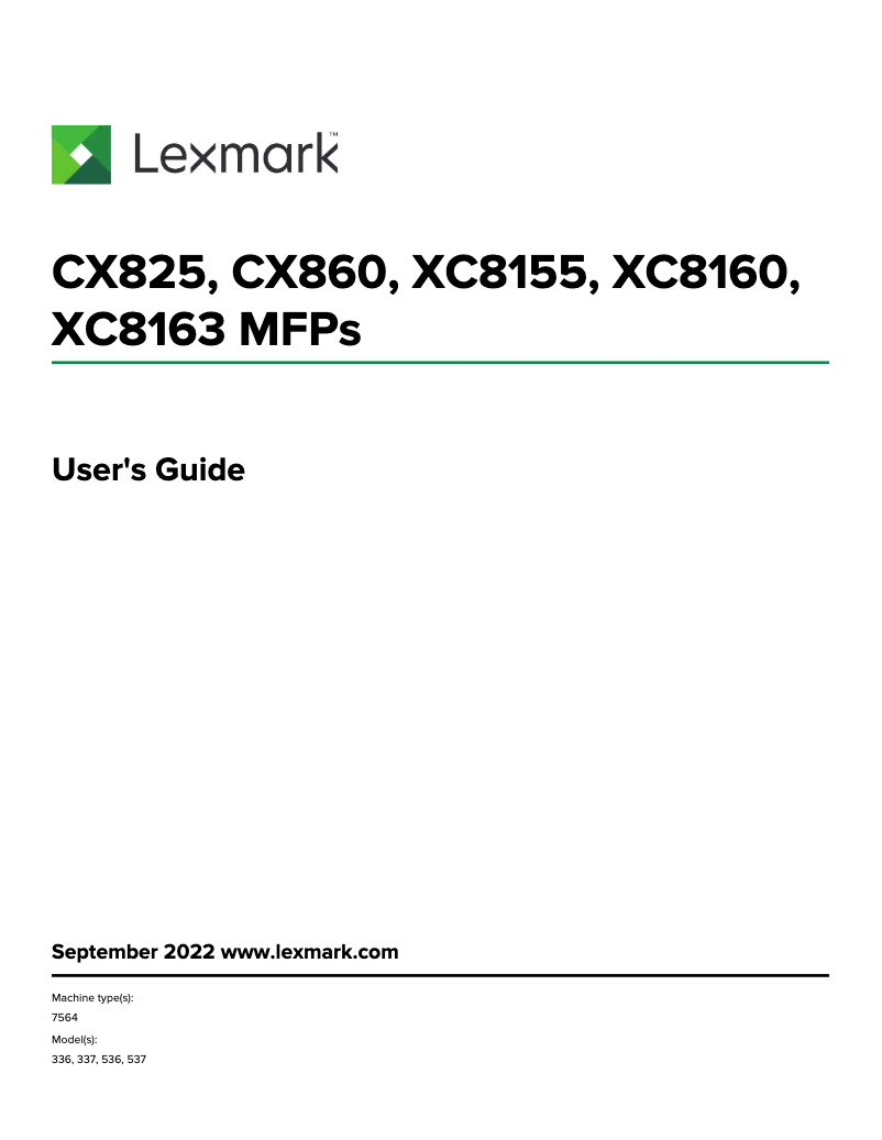 Page 1 de la notice Manuel utilisateur Lexmark XC8155