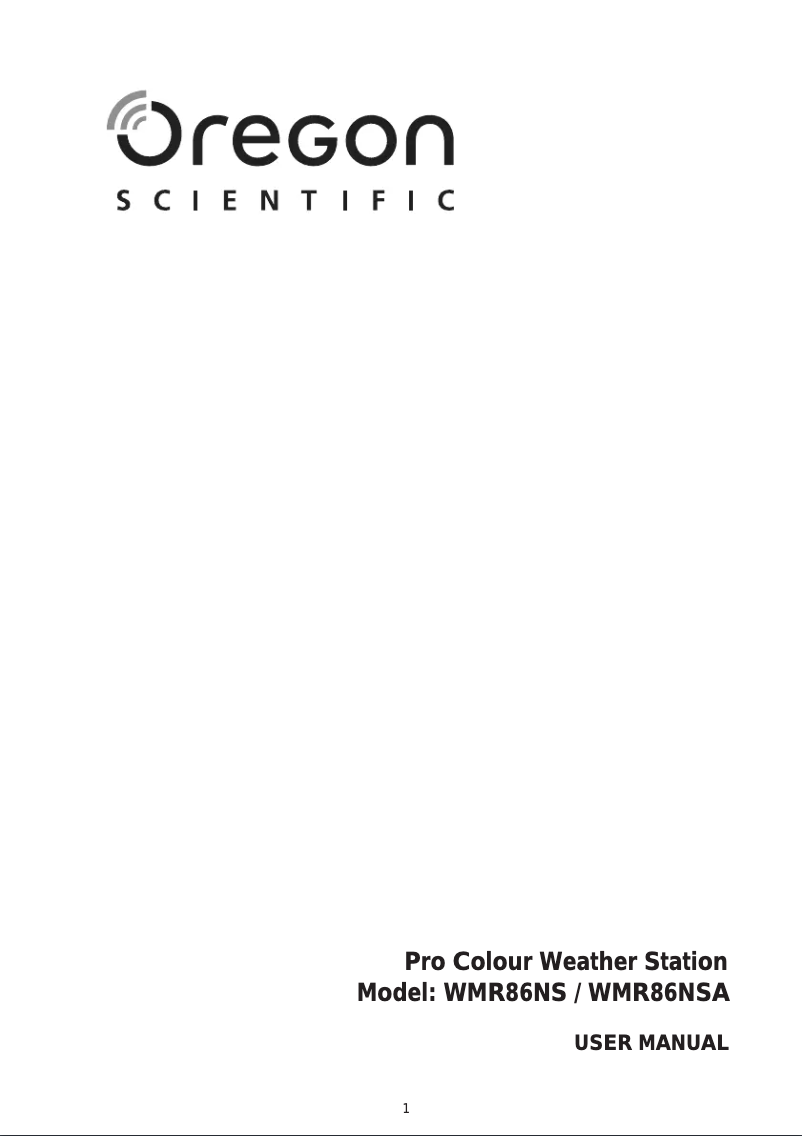 Page n°1 - Manuel utilisateur Oregon Scientific WMR86NSX
