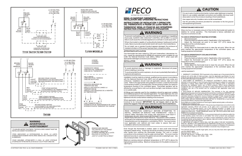 Page n°1 - Manuel utilisateur PECO TRF 115-007