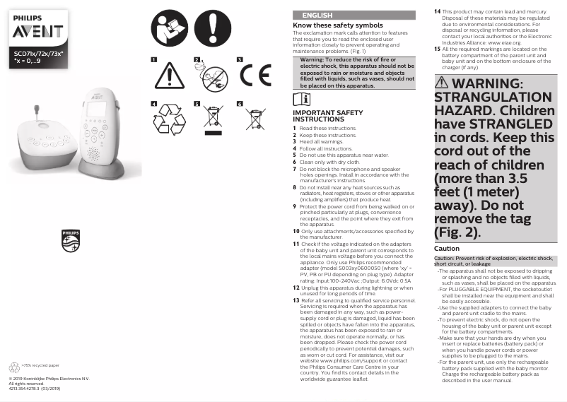 Page n°1 - Manuel utilisateur Philips AVENT SCD711