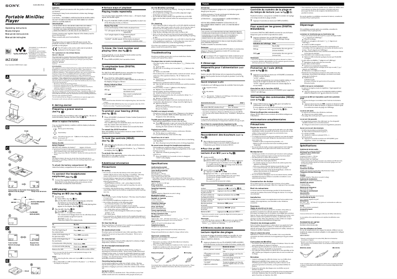 Image de la première page du manuel de l'appareil MZ-E300