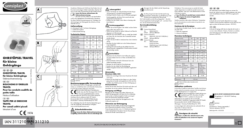 Page n°1 - Manuel utilisateur Sensiplast IAN 311210
