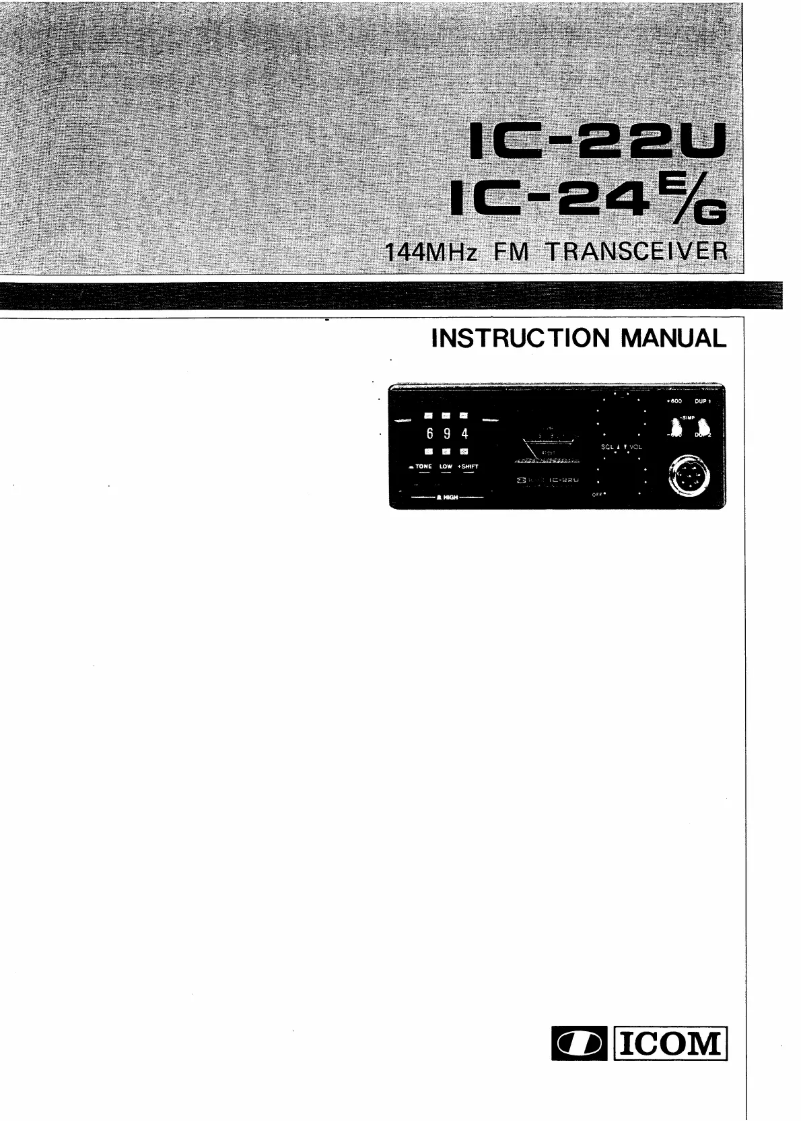 Page n°1 - Manuel utilisateur ICOM IC-22U