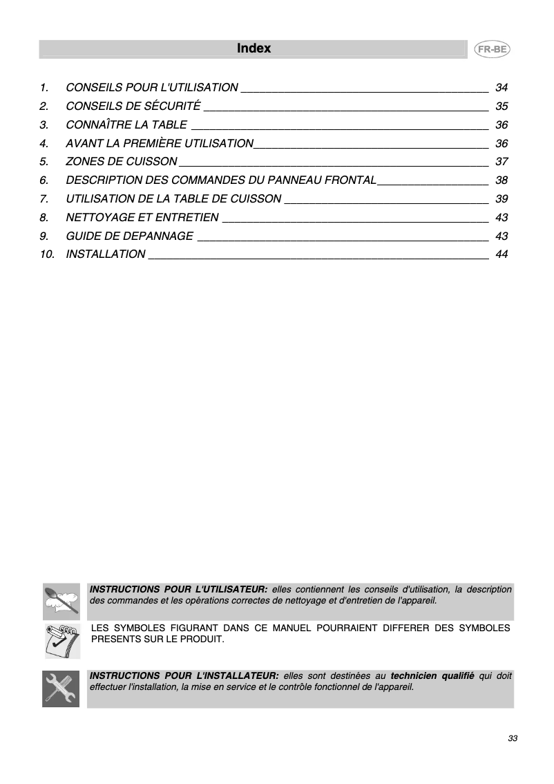 Page 1 de la notice Manuel utilisateur Smeg SE 661 X1