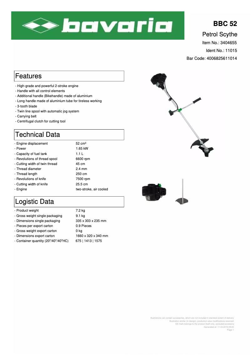 Image de la première page du manuel de l'appareil BBC 52
