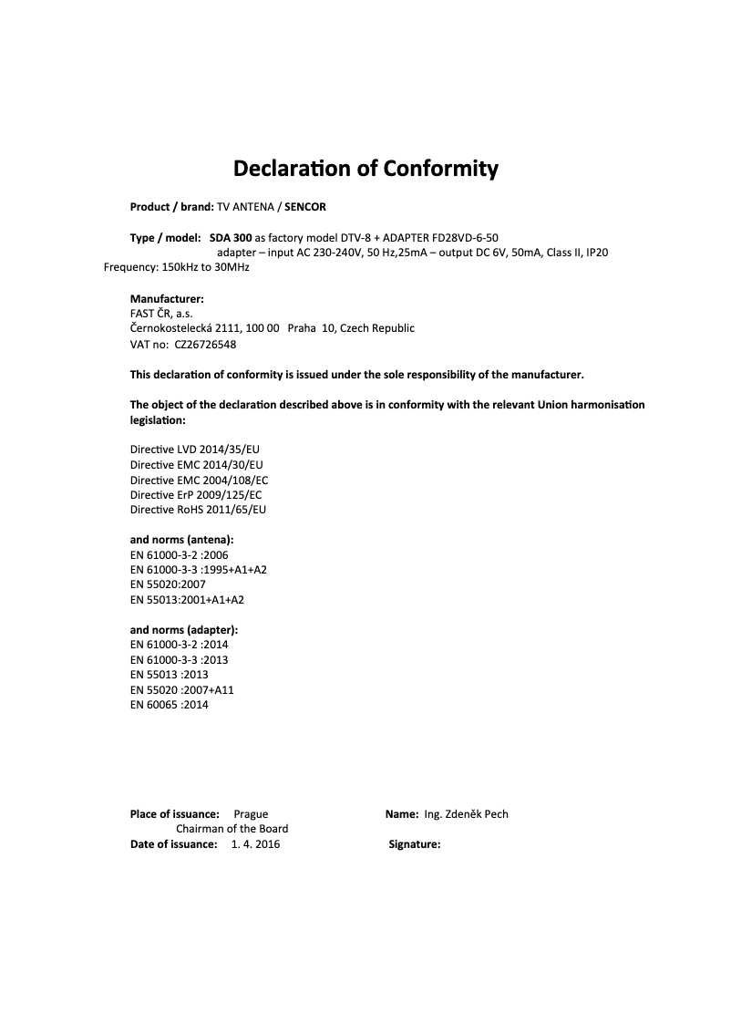 Image de la première page du manuel de l'appareil SDA 300