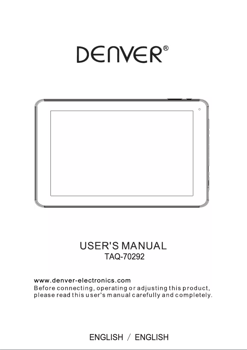Page 1 de la notice Manuel utilisateur Denver TAQ-70292