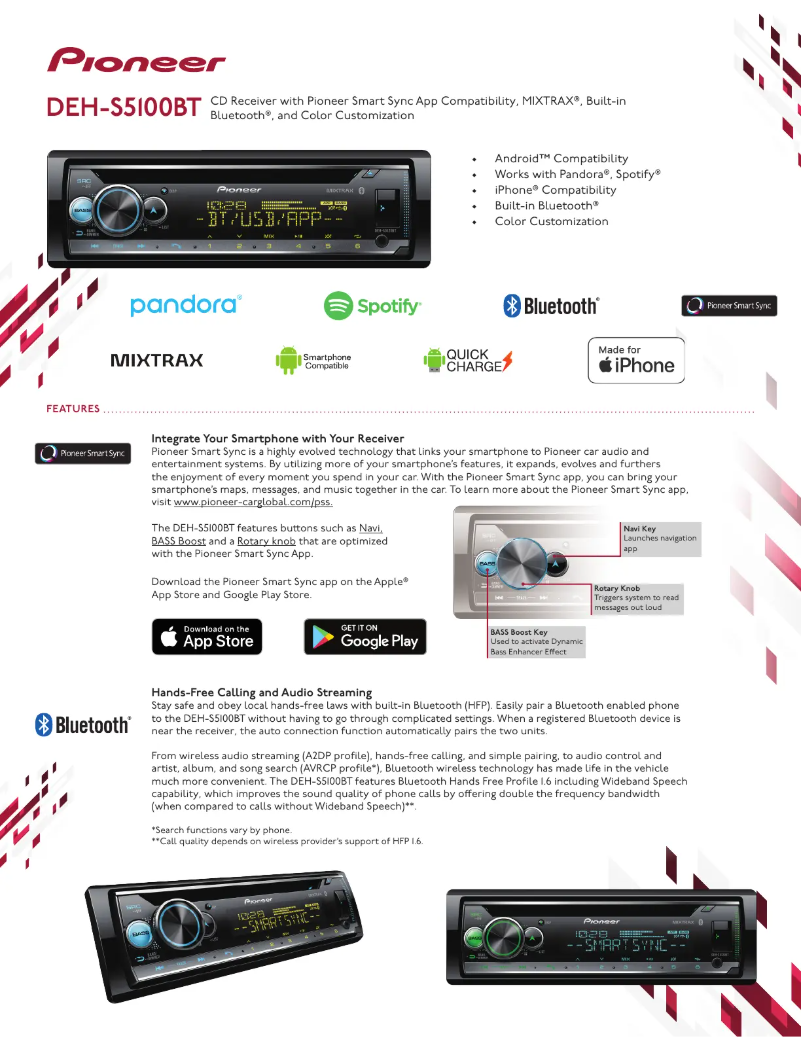Page n°1 - Brochure Pioneer DEH-S5100BT