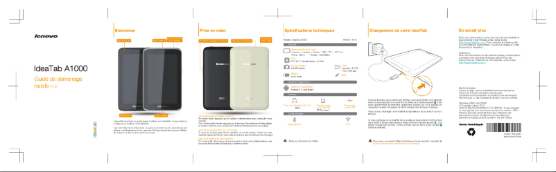Page 1 de la notice Manuel utilisateur Lenovo IdeaTab A1000