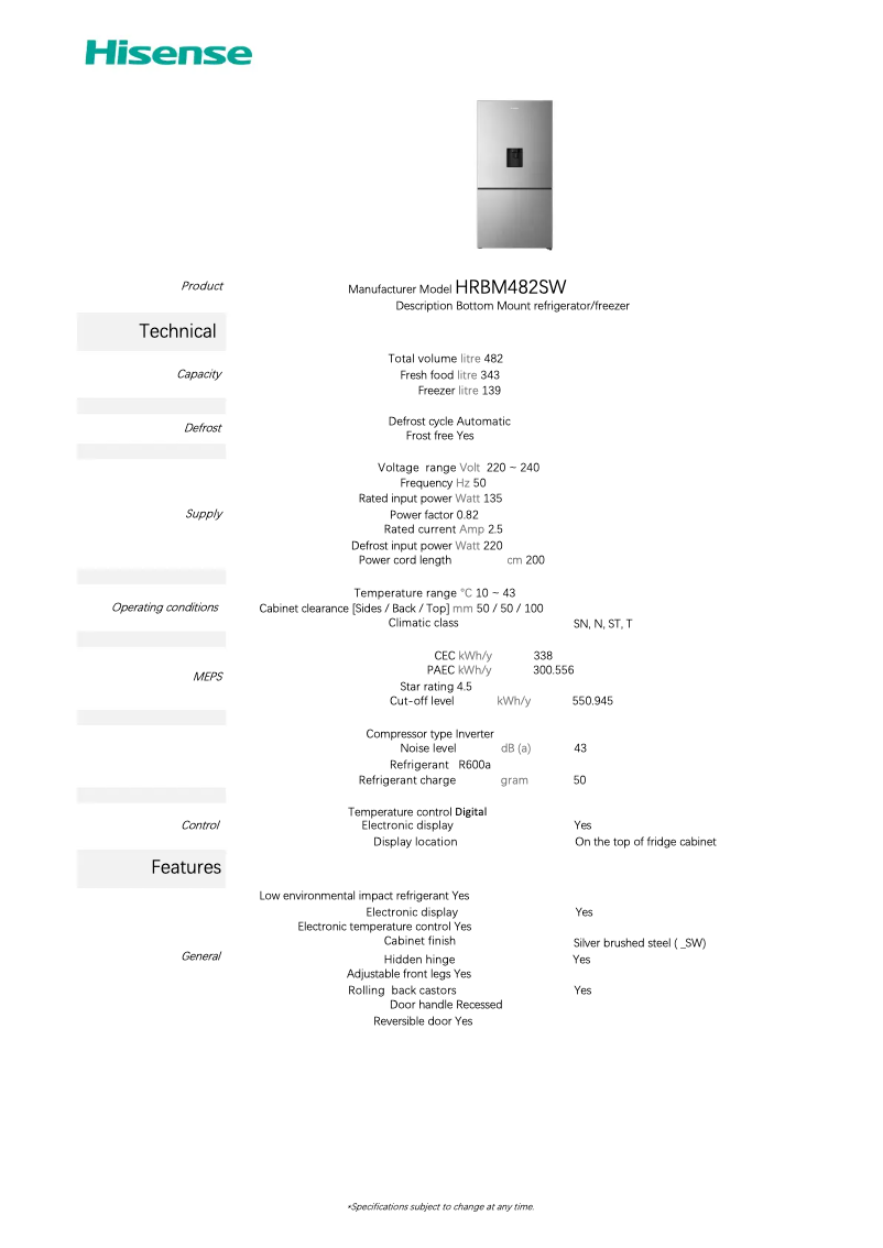 Image de la première page du manuel de l'appareil HRBM482SW