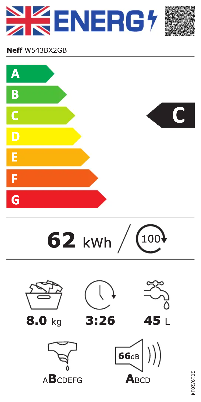Page n°1 - Label énergétique Neff W543BX2GB