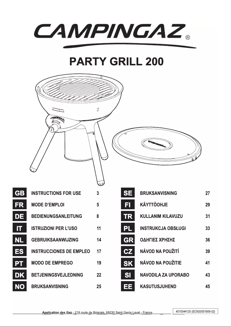 Page n°1 - Manuel utilisateur Campingaz Party Grill 200