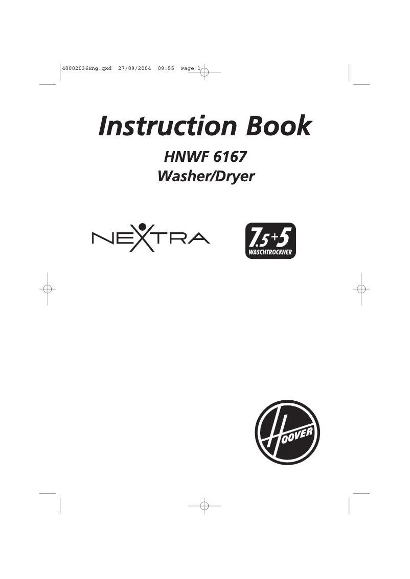 Page 1 de la notice Manuel utilisateur Hoover HNWF6167-84