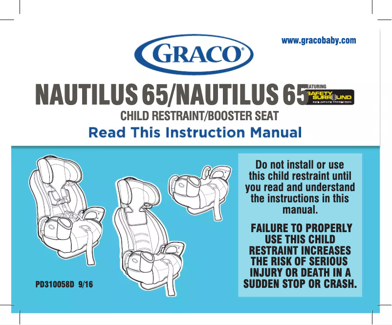 Page 1 de la notice Manuel utilisateur Graco Nautilus 65 3-in-1 Harness