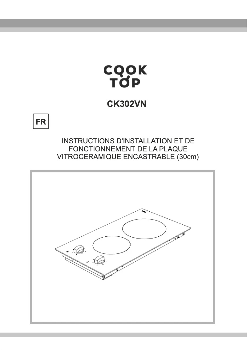 Page 1 de la notice Manuel utilisateur Cooktop CK302VN