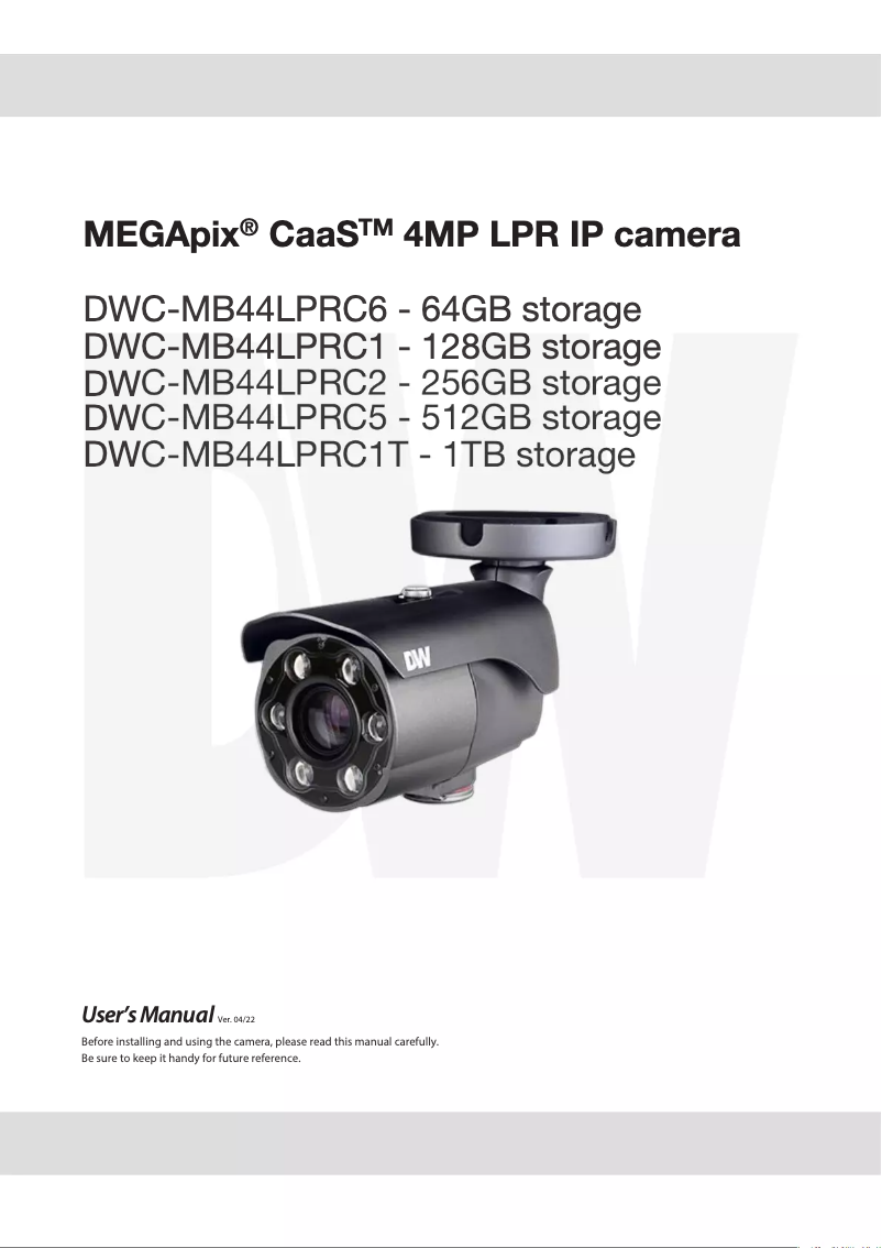 Page n°1 - Manuel utilisateur Digital Watchdog MEGApix CaaS DWC-MB44LPRWC