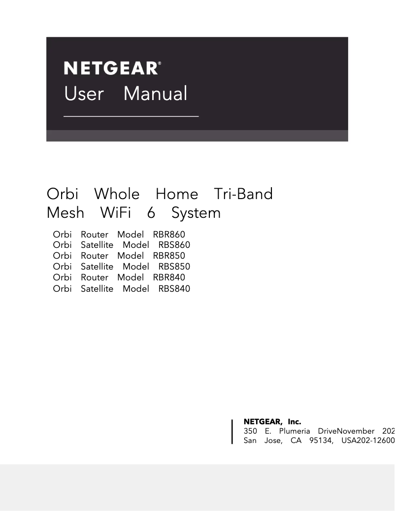 Page n°1 - Manuel utilisateur Netgear Orbi RBK863SB