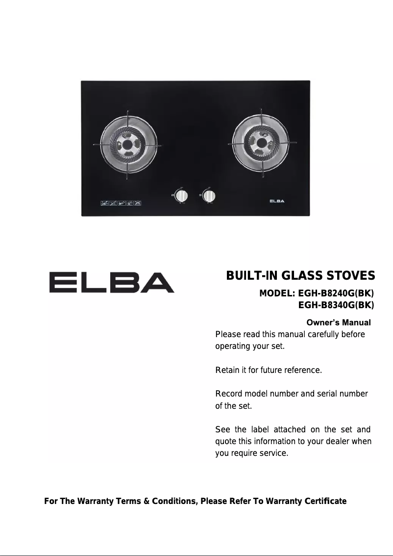 Page 1 de la notice Manuel utilisateur Elba EGH-B8240G(BK)