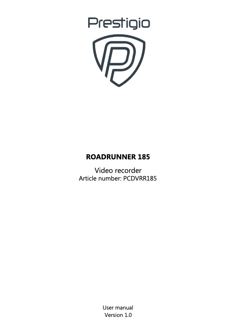 Page n°1 - Manuel utilisateur Prestigio RoadRunner 185