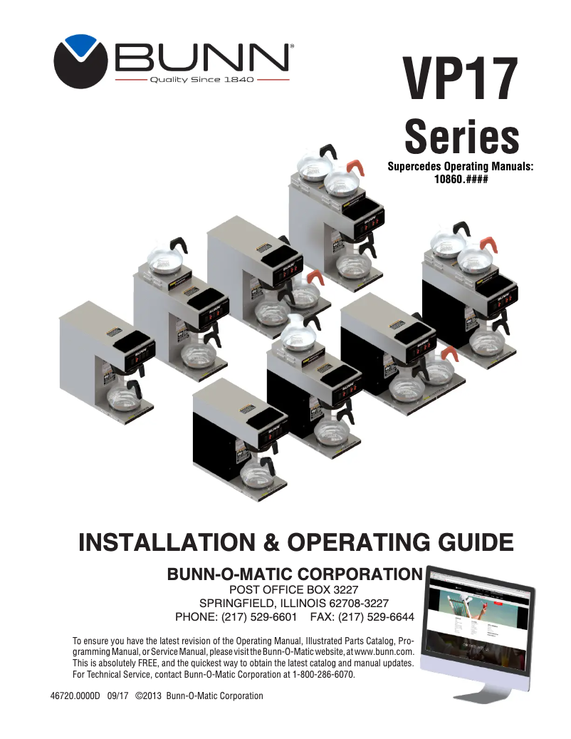 Page n°1 - Manuel utilisateur Bunn VP17-3T