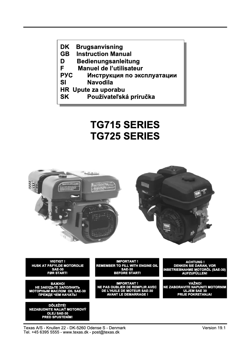 Page 1 de la notice Manuel utilisateur Texas TG715