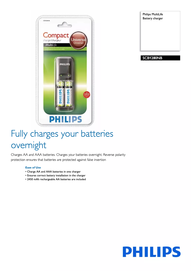 Página 1 del manual Folleto Philips MultiLife SCB1280NB
