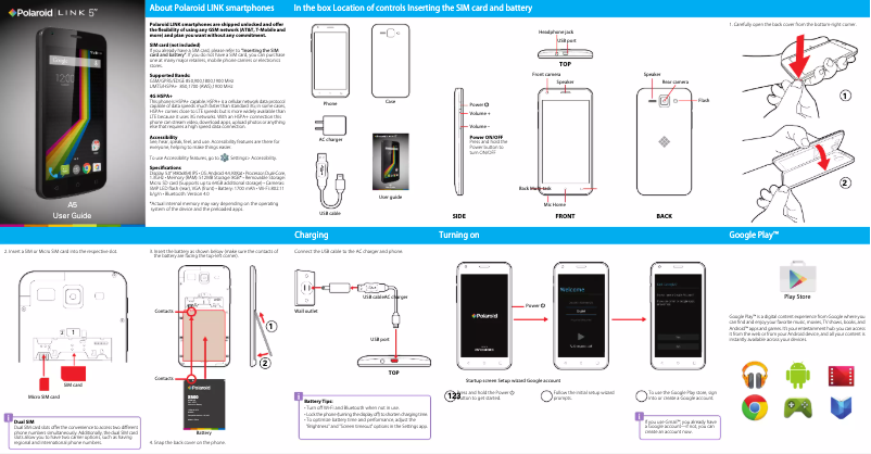 Page 1 de la notice Manuel utilisateur Polaroid LINK A5