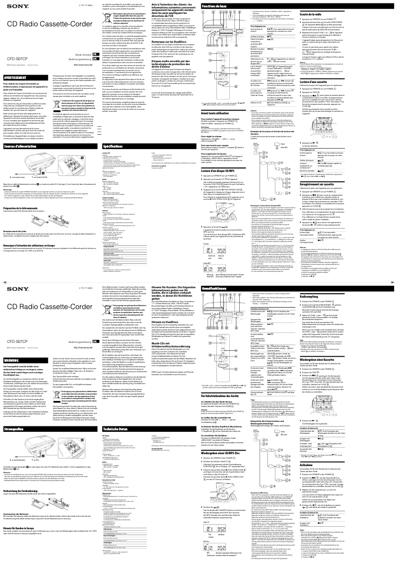 Página 1 del manual Manual de usuario Sony CFD-S07CP