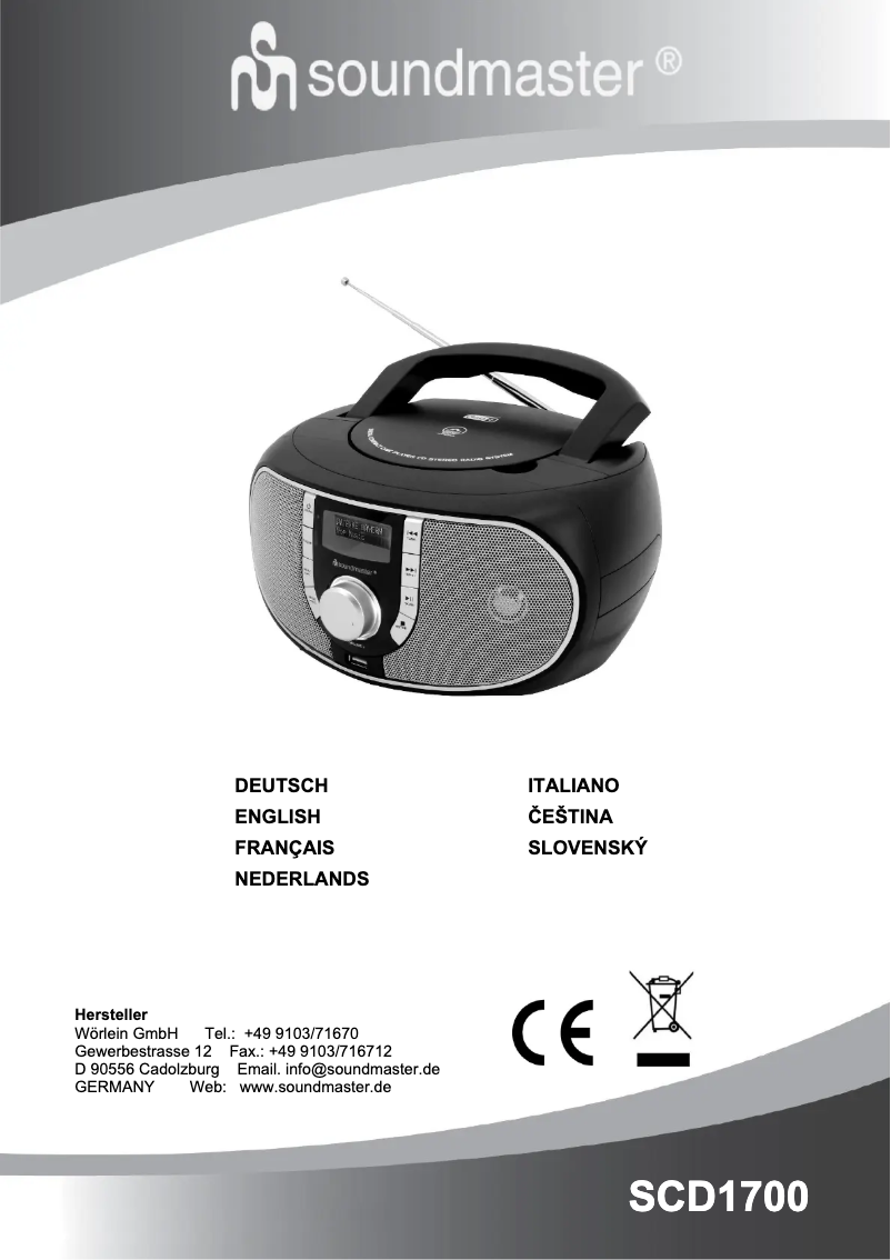 Page 1 de la notice Manuel utilisateur Soundmaster SCD1700