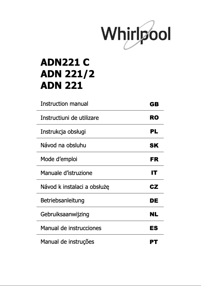 Image de la première page du manuel de l'appareil ADN 221/2